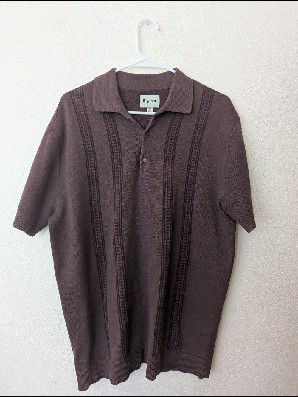 Rhythm. Men's Brown Short-Sleeve Polo Knit Shirt